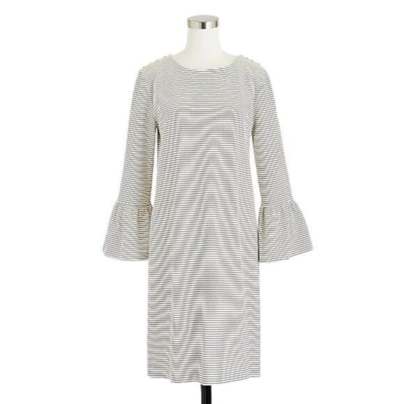 J.Crew Factory Black White Striped Ruffle Sleeve Dress Size XS - Picture 1 of 9